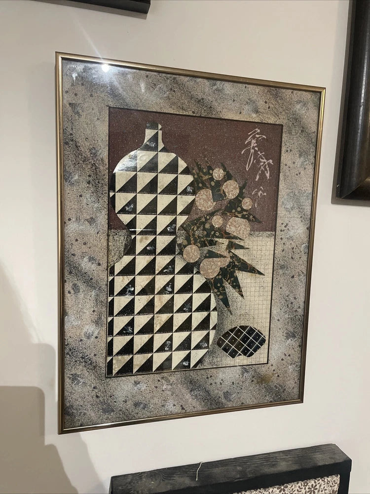 Original Collage Artwork 1985 Artist WES Randy Collett Abstract Futurism 32x16”