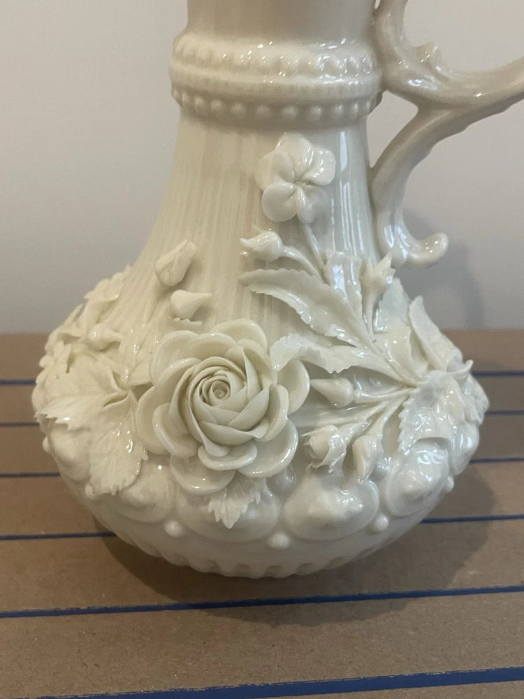Belleek Aberdeen Irish Pottery Pitcher Ireland 2nd Black Mark (1891-1926) 7.5”