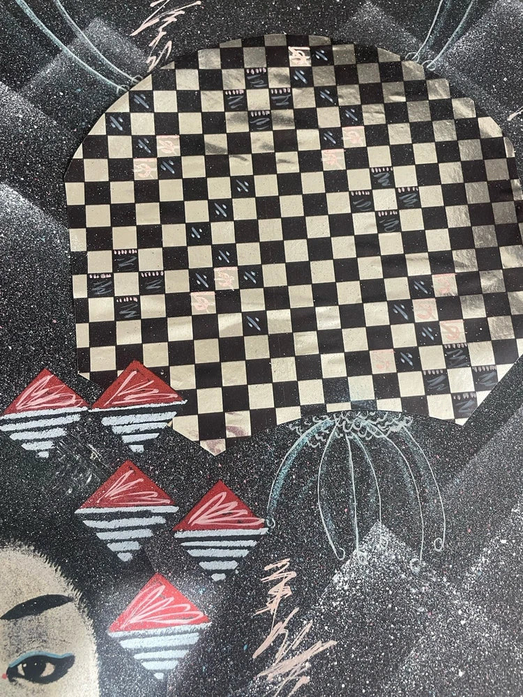 Original Collage Artwork 1985 Artist WES Randy Collett Abstract Futurism 20x16”