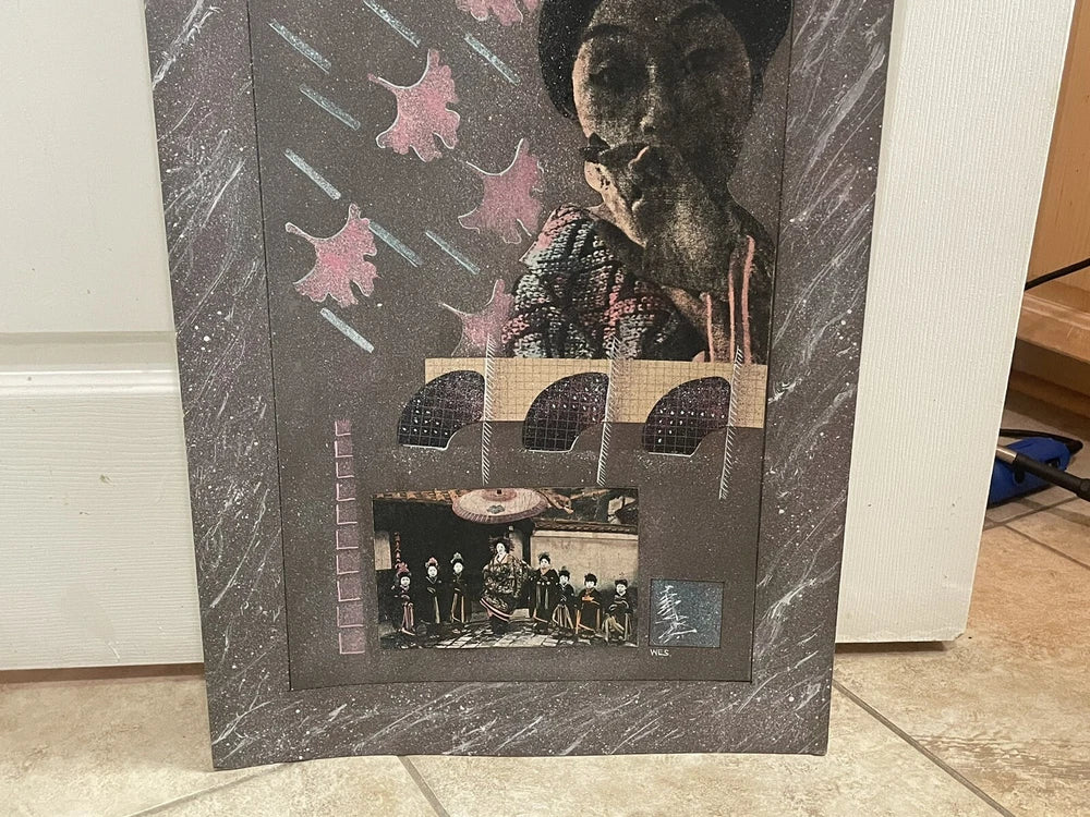 Original Collage Artwork 1985 Artist WES Randy Collett Abstract Futurism 32x16”