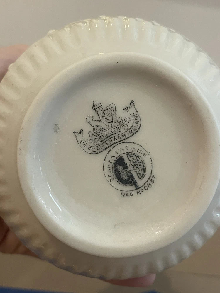 Belleek Aberdeen Irish Pottery Pitcher Ireland 2nd Black Mark (1891-1926) 7.5”