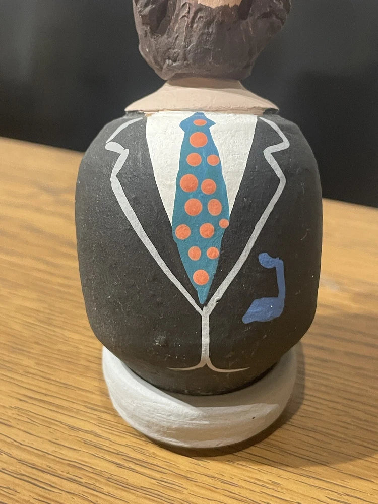 Artisan Made Jewish Rabbi Dreidel Figurine Hand Painted Pottery Israel Judaica
