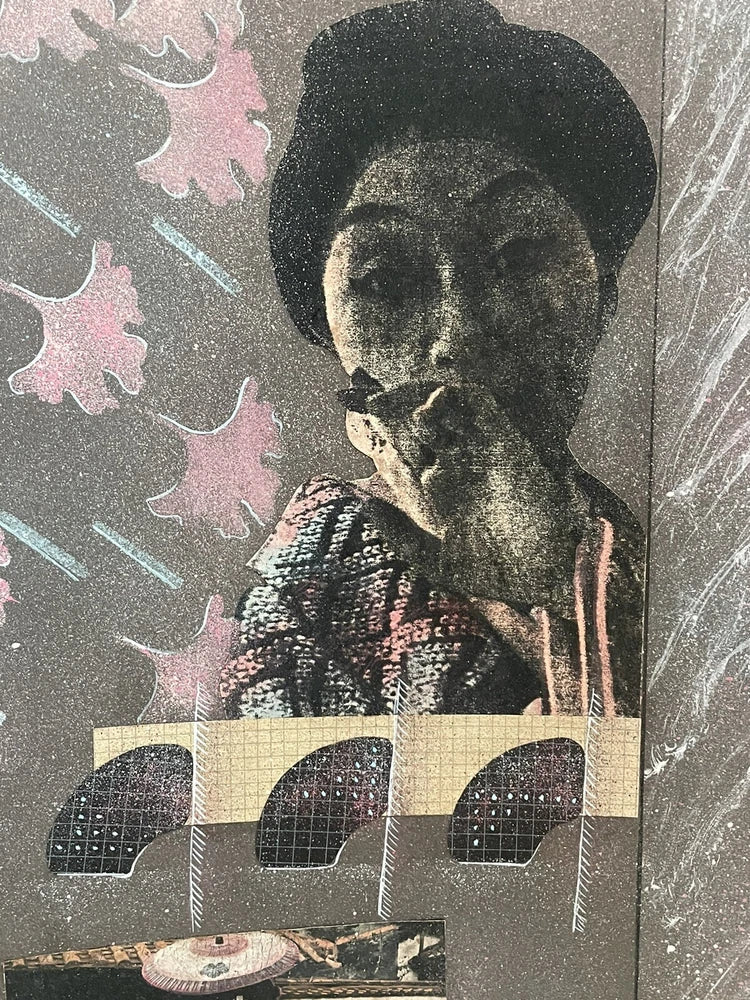 Original Collage Artwork 1985 Artist WES Randy Collett Abstract Futurism 32x16”