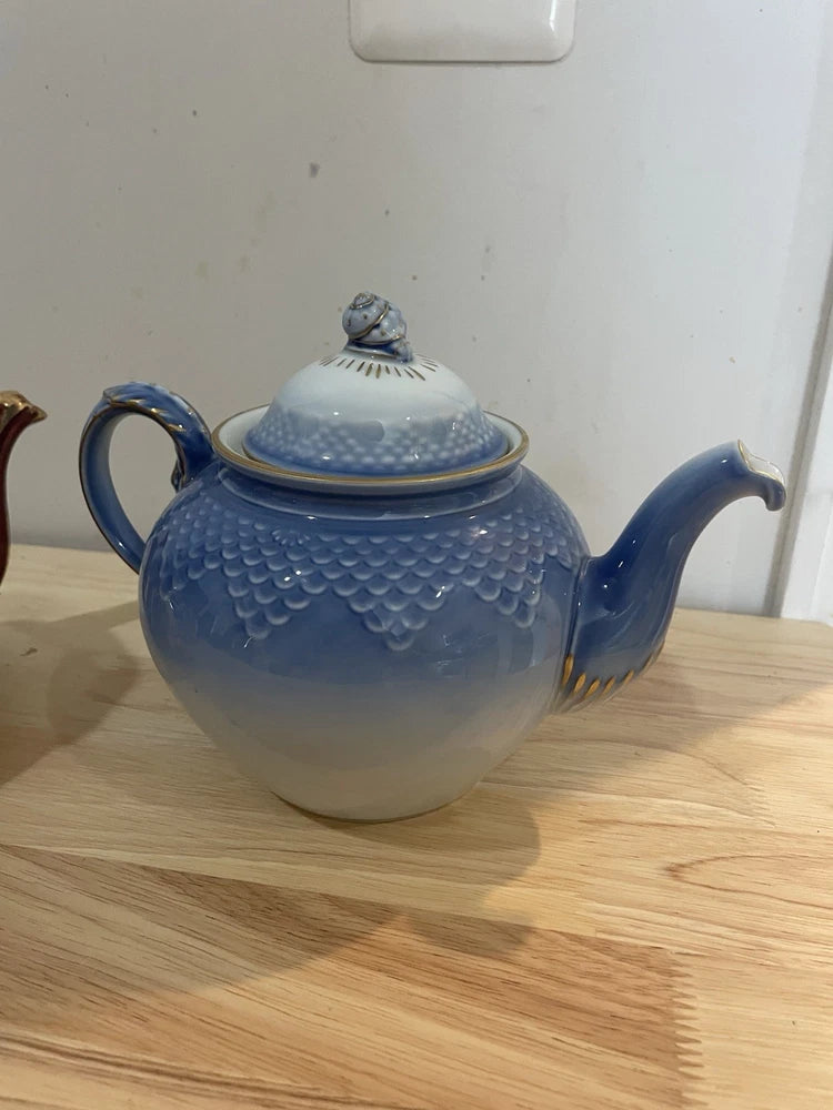 2 Porcelain Decorative Tea Pots Copenhagen Denmark & Arthur Wood England