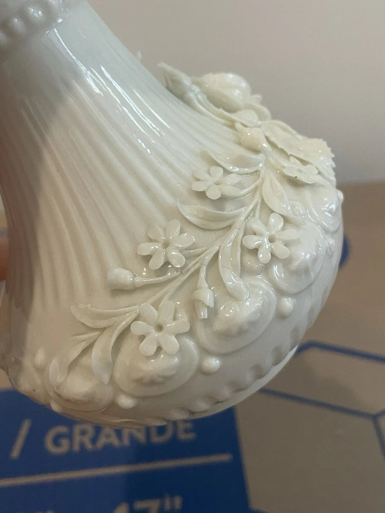 Belleek Aberdeen Irish Pottery Pitcher Ireland 2nd Black Mark (1891-1926) 7.5”