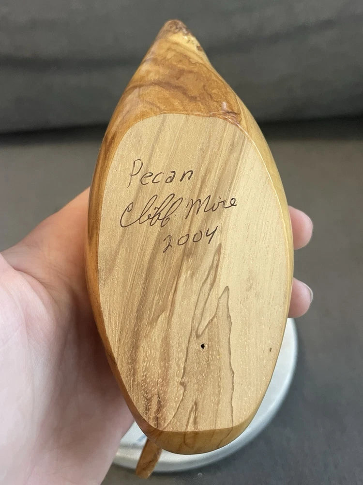 2004 Artist Cliff Mire Miniature Duck Pecan Wood Carving w Original Tag