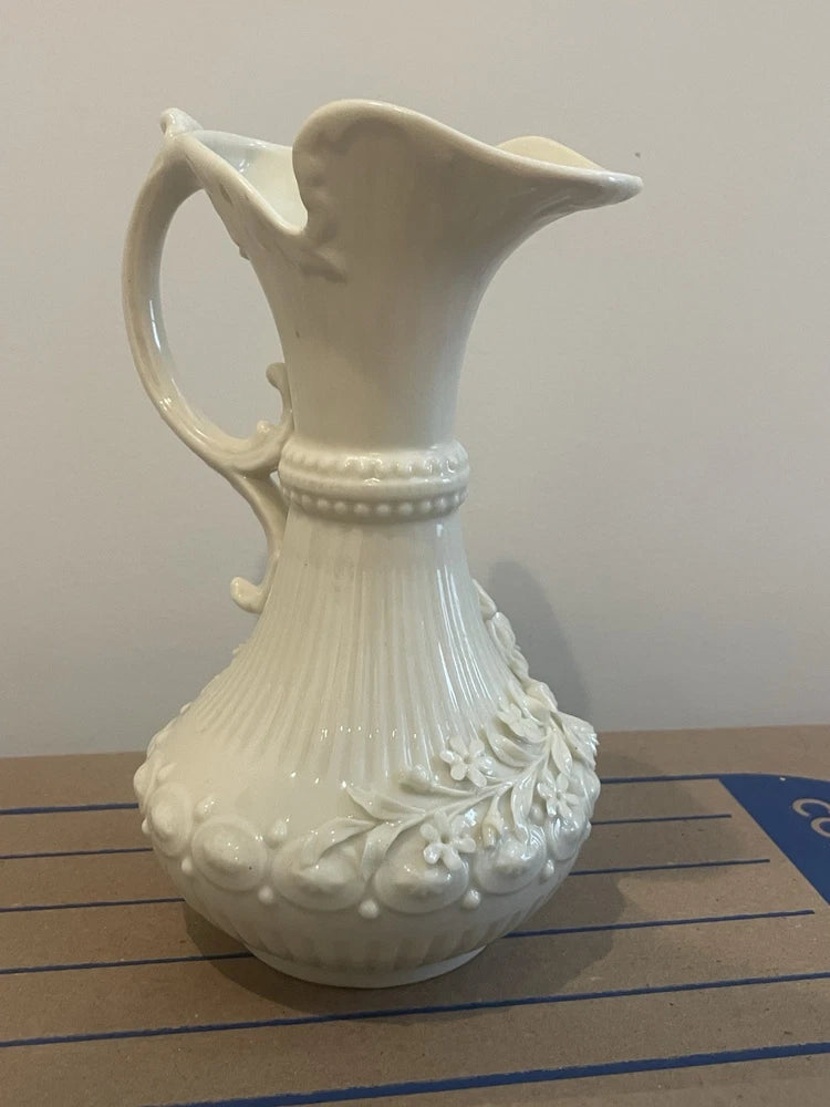 Belleek Aberdeen Irish Pottery Pitcher Ireland 2nd Black Mark (1891-1926) 7.5”