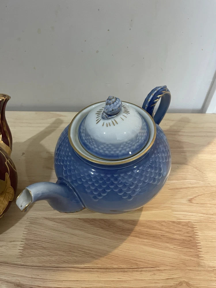 2 Porcelain Decorative Tea Pots Copenhagen Denmark & Arthur Wood England