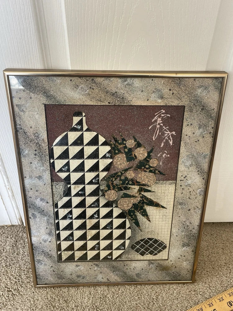 Original Multi-Media Artwork WES 1985 Contemporary Collage Abstract Art 17x13”
