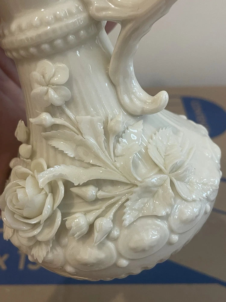 Belleek Aberdeen Irish Pottery Pitcher Ireland 2nd Black Mark (1891-1926) 7.5”