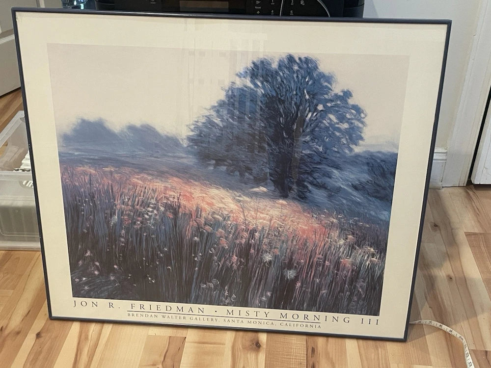 Large 34x29" Art Exhibition Poster Framed Jon R. Friedman • Misty Morning III