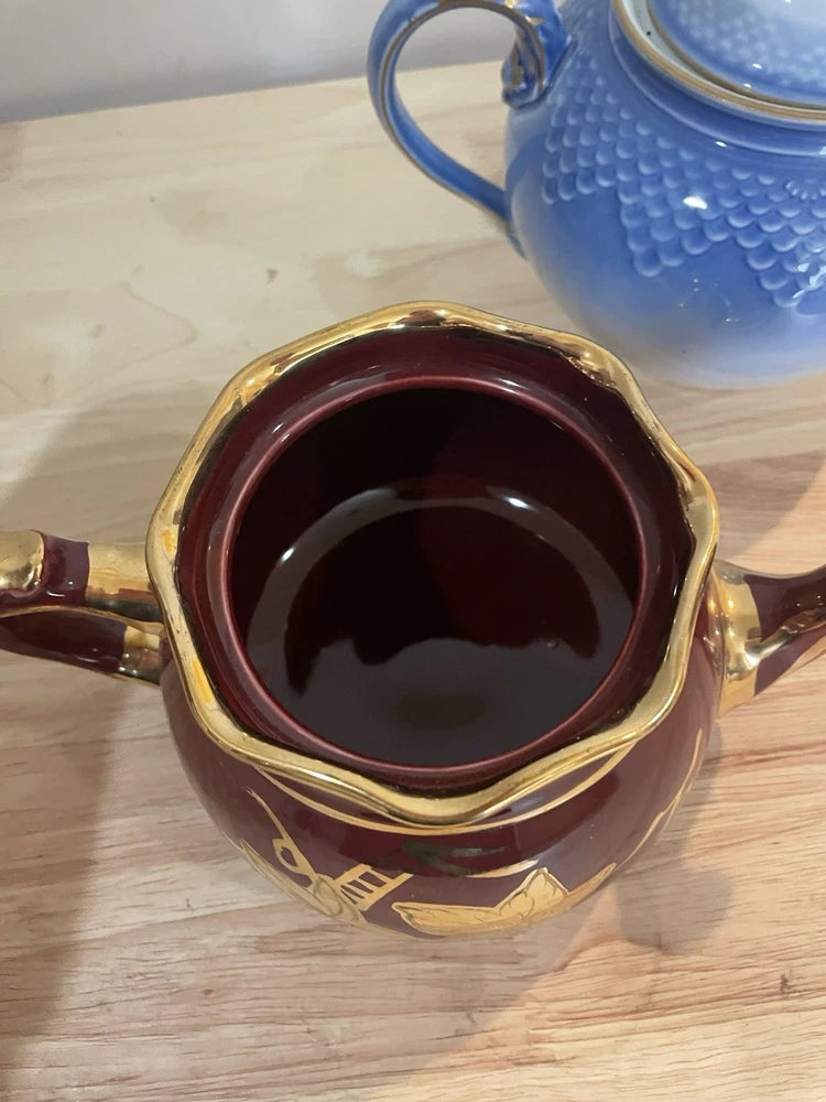2 Porcelain Decorative Tea Pots Copenhagen Denmark & Arthur Wood England