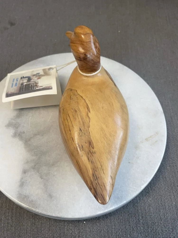 2004 Artist Cliff Mire Miniature Duck Pecan Wood Carving w Original Tag