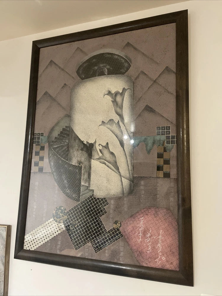 Original Collage Artwork 1985 Artist WES Randy Collett Abstract Futurism 32x16”