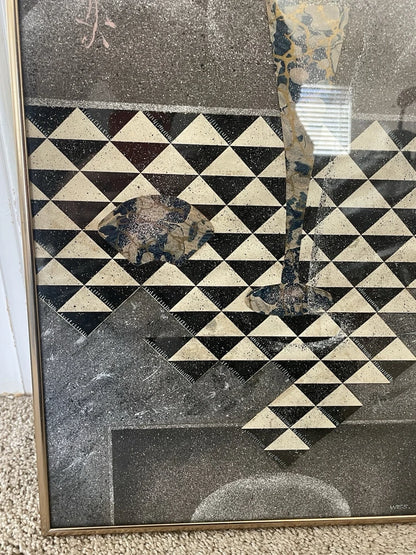 Original Multi-Media Artwork WES 1985 Contemporary Collage Abstract Art 17x13”
