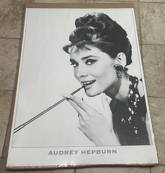 Audrey Hepburn Smoking Breakfast At Tiffany’s Film Poster 1995 Pyramid 33x24”