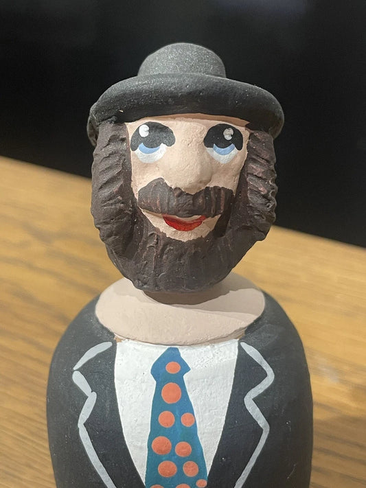 Artisan Made Jewish Rabbi Dreidel Figurine Hand Painted Pottery Israel Judaica