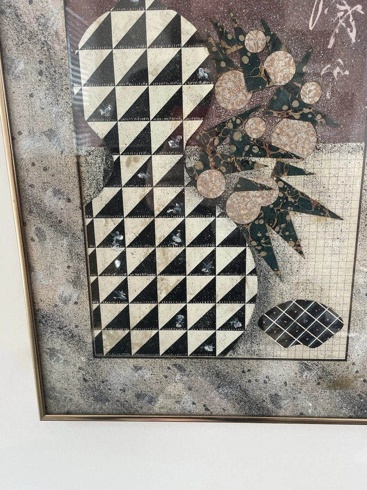 Original Multi-Media Artwork WES 1985 Contemporary Collage Abstract Art 17x13”