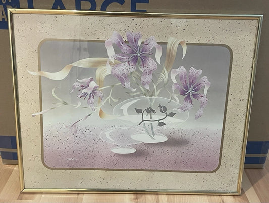 Framed Print Purple Irises Artist "SWELL" 20x16" Vaporwave / Abstract Floral