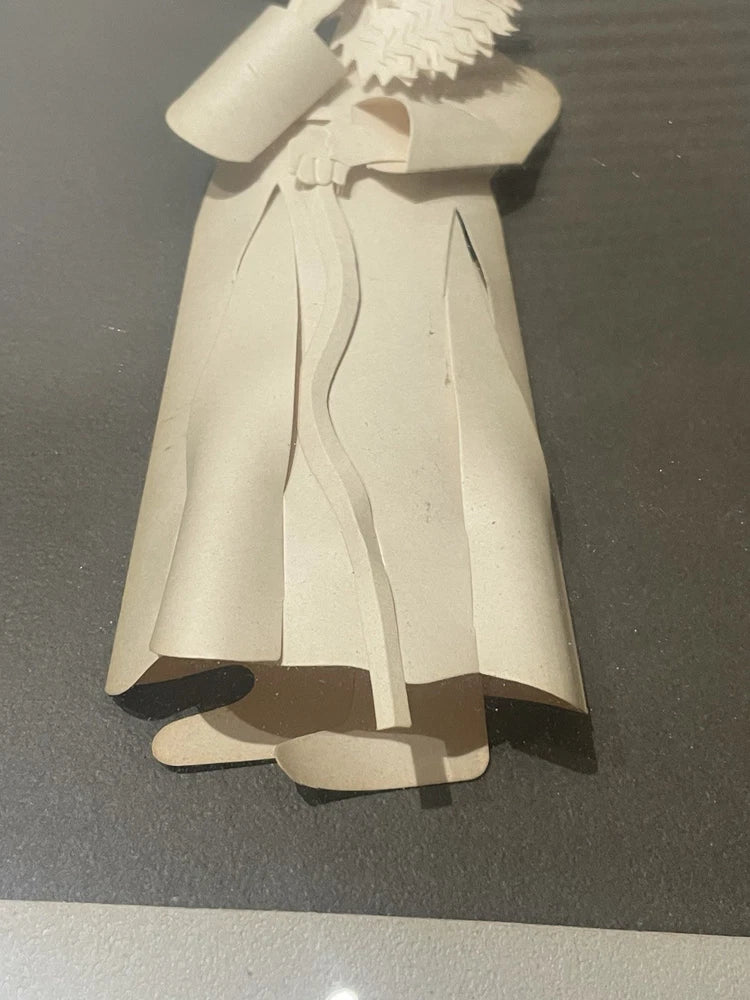 "A Rabbi" 3D Paper Sculpture by Artist Jack Eisner Shadowbox Framed 14x11"