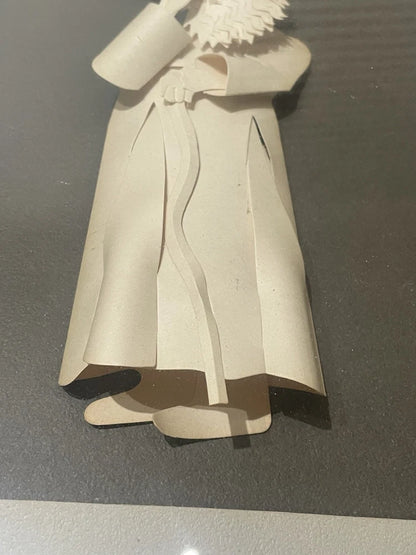 "A Rabbi" 3D Paper Sculpture by Artist Jack Eisner Shadowbox Framed 14x11"