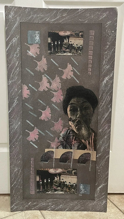 Original Collage Artwork 1985 Artist WES Randy Collett Abstract Futurism 32x16”