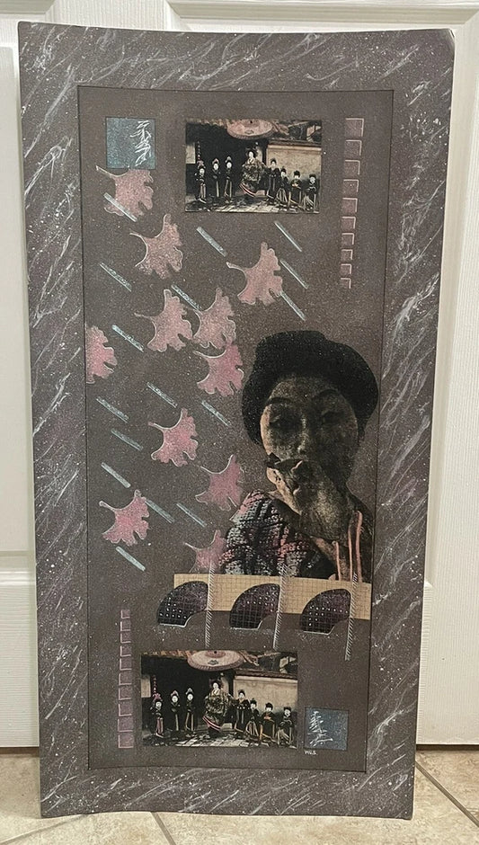 Original Collage Artwork 1985 Artist WES Randy Collett Abstract Futurism 32x16”