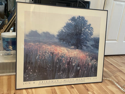 Large 34x29" Art Exhibition Poster Framed Jon R. Friedman • Misty Morning III
