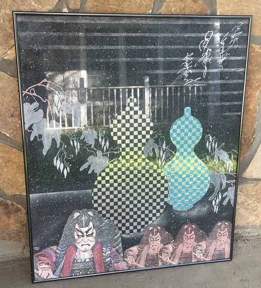 Original Multi-Media Artwork WES 1985 Contemporary Collage Abstract Art 32x27”