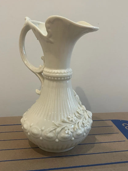 Belleek Aberdeen Irish Pottery Pitcher Ireland 2nd Black Mark (1891-1926) 7.5”