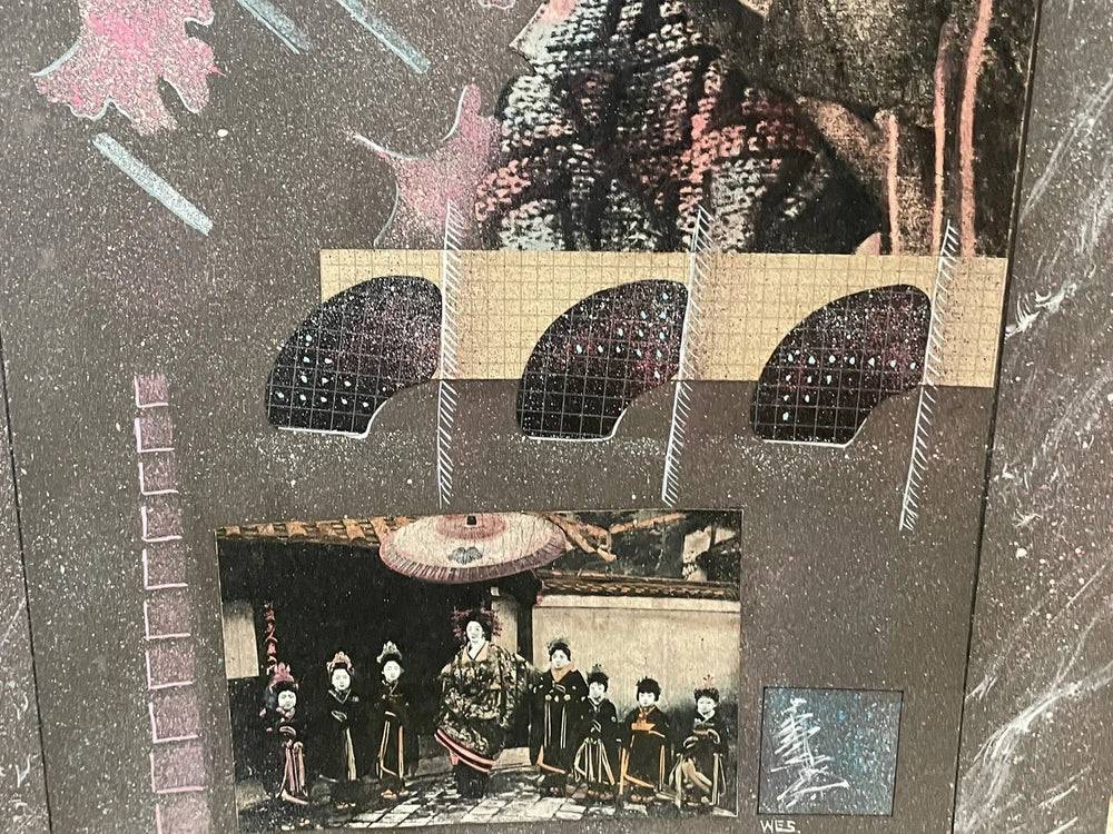 Original Collage Artwork 1985 Artist WES Randy Collett Abstract Futurism 32x16”