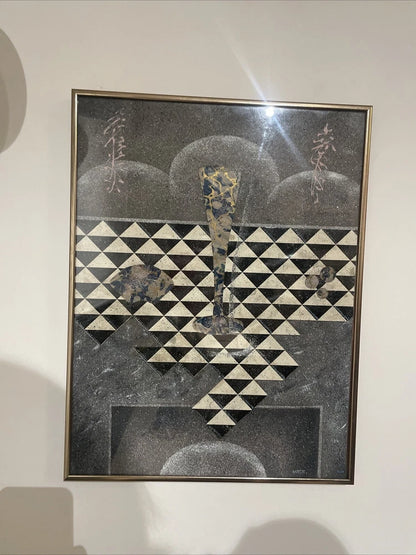 Original Collage Artwork 1985 Artist WES Randy Collett Abstract Futurism 32x16”