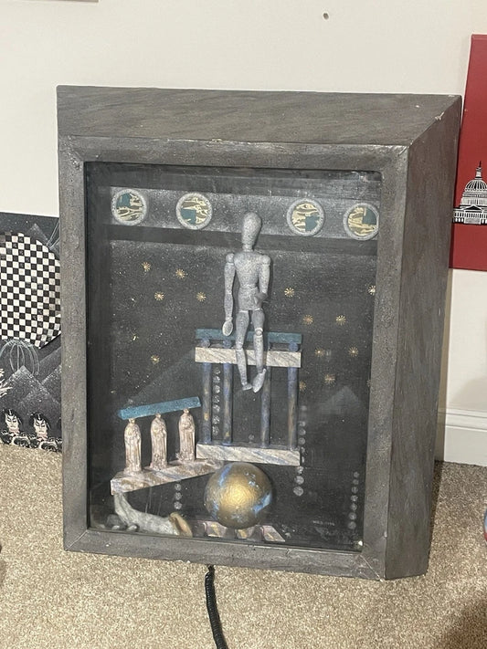 Huge 3D Shadowbox Sculpture The Hands by Randy Collett 1988 ~  31x26x9" Bizarre