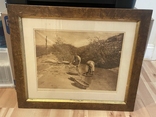 Antique Framed Print Washing Wheat - San Juan 1905 ~ 23x20" Beautiful Frame