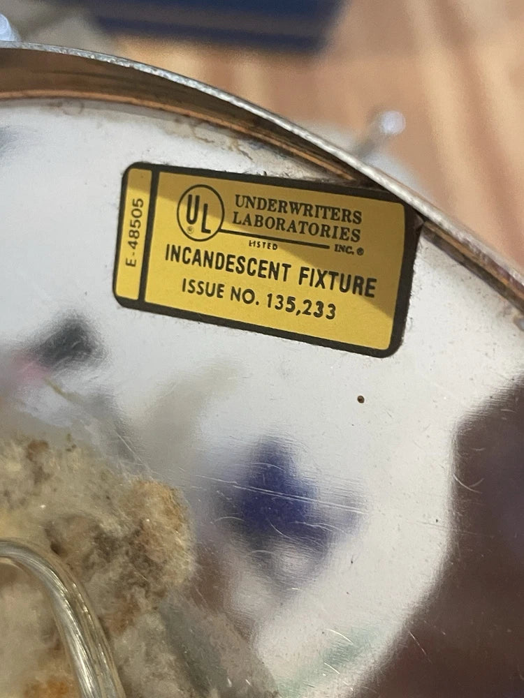 3 Vintage Ceiling Lights Chrome  Incandescent Fixtures Underwriters Laboratories
