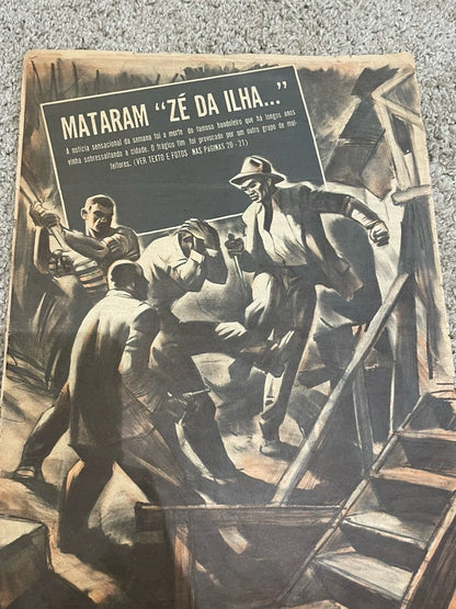 1930's Brazilian Artist Monteiro Filho Artwork Print On Pulp Paper 17x12"