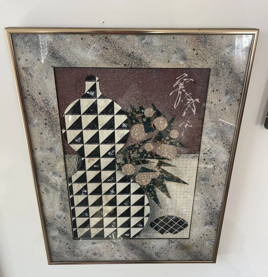 Original Multi-Media Artwork WES 1985 Contemporary Collage Abstract Art 17x13”