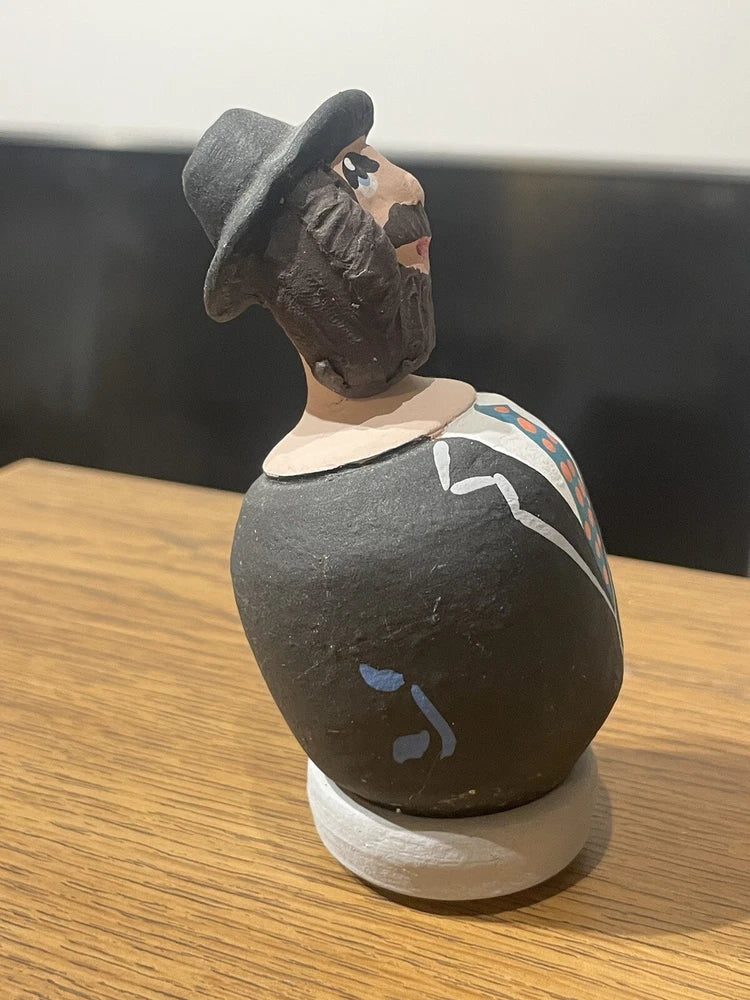 Artisan Made Jewish Rabbi Dreidel Figurine Hand Painted Pottery Israel Judaica