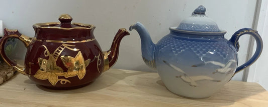 2 Porcelain Decorative Tea Pots Copenhagen Denmark &amp; Arthur Wood England
