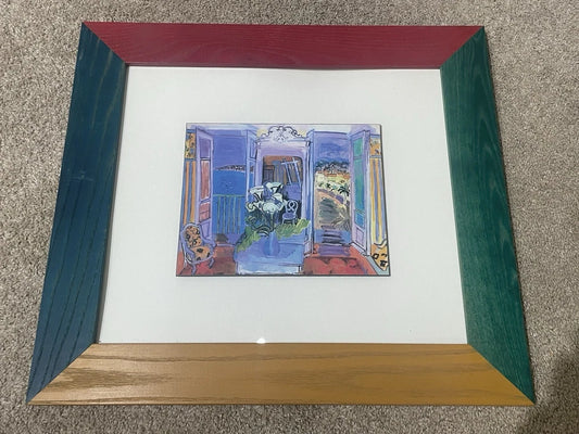 Framed Print Raoul Dufy's 1928 Painting "Window Opening on Nice" Colorful 20x18"