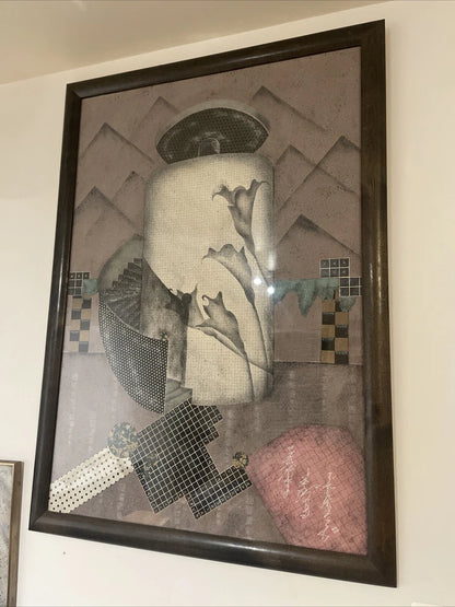 Original Collage Artwork 1985 Artist WES Randy Collett Abstract Futurism 32x16”
